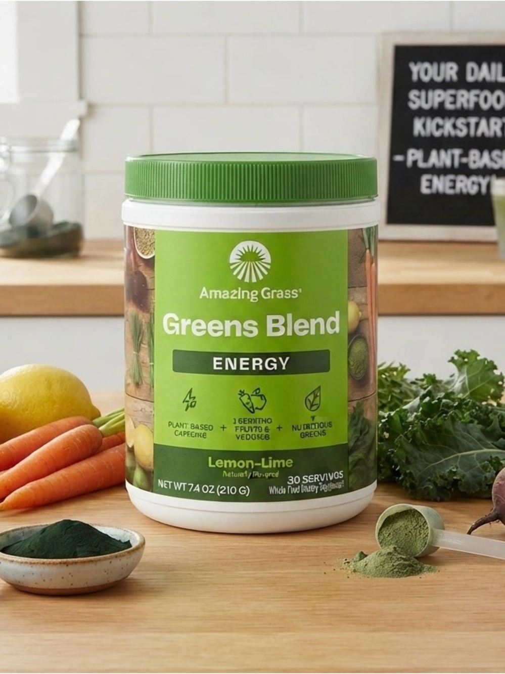 Amazing Grass Greens Blend Energy - Lemon-Lime (7.4 oz / 30 Servings) Exp 6/26